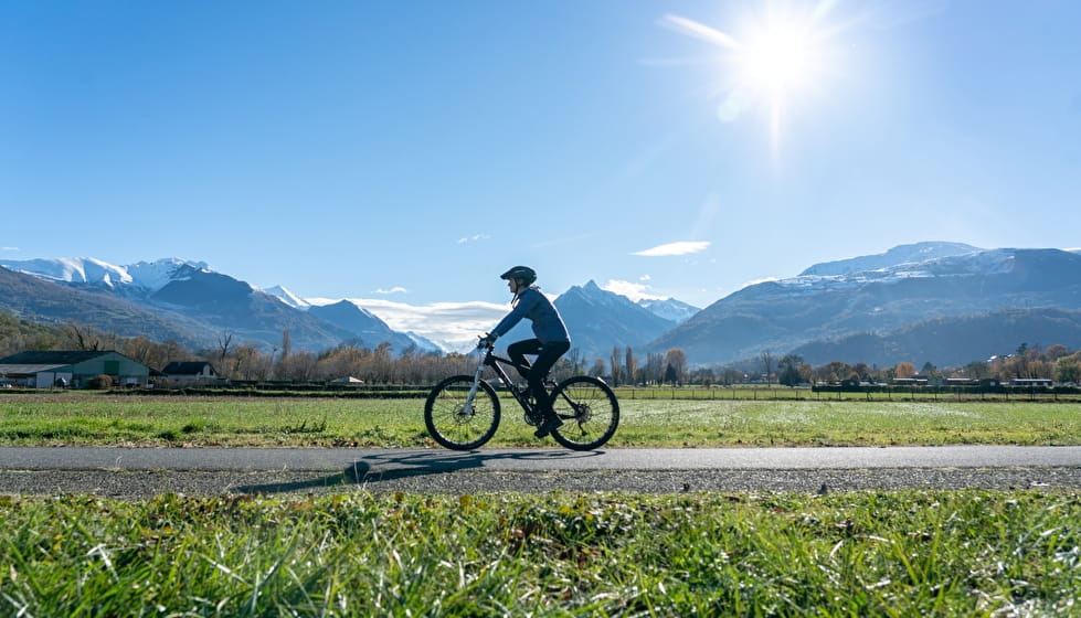 Personne sur une piste de vélo en montagne